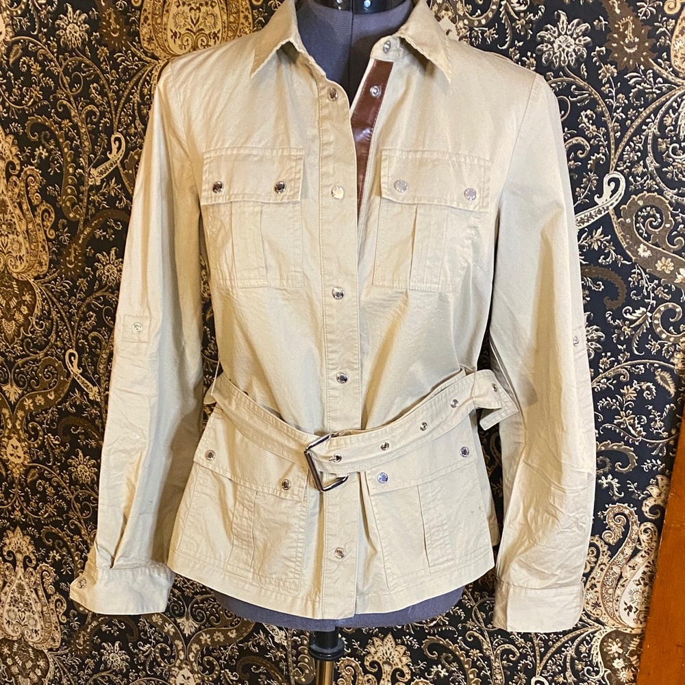 MICHAEL Michael Kors Khaki Safari Jacket Camp Shirt 4P